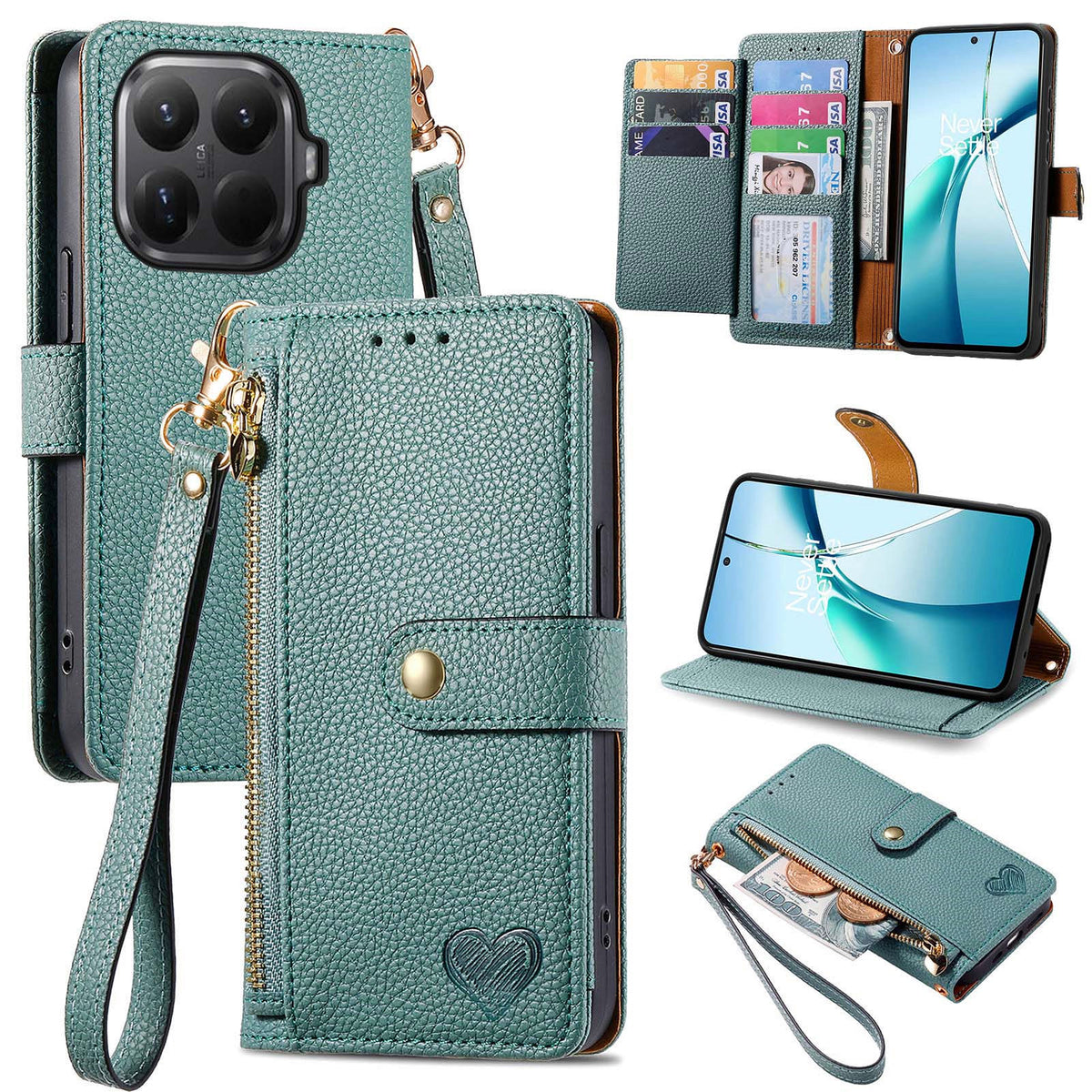 For Xiaomi 17T Pro Case RFID Blocking Zipper Pocket Leather Wallet Phone Cover with Strap