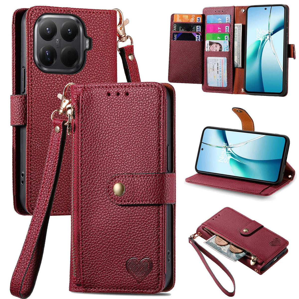 For Xiaomi 17T Pro Case RFID Blocking Zipper Pocket Leather Wallet Phone Cover with Strap