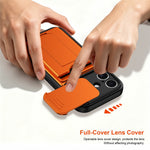 For iPhone 16 Case Slide Camera Cover Kickstand PC + TPU Phone Shell with Card Holder