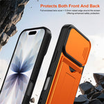 For iPhone 16 Case Slide Camera Cover Kickstand PC + TPU Phone Shell with Card Holder