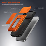 For iPhone 16 Case Slide Camera Cover Kickstand PC + TPU Phone Shell with Card Holder