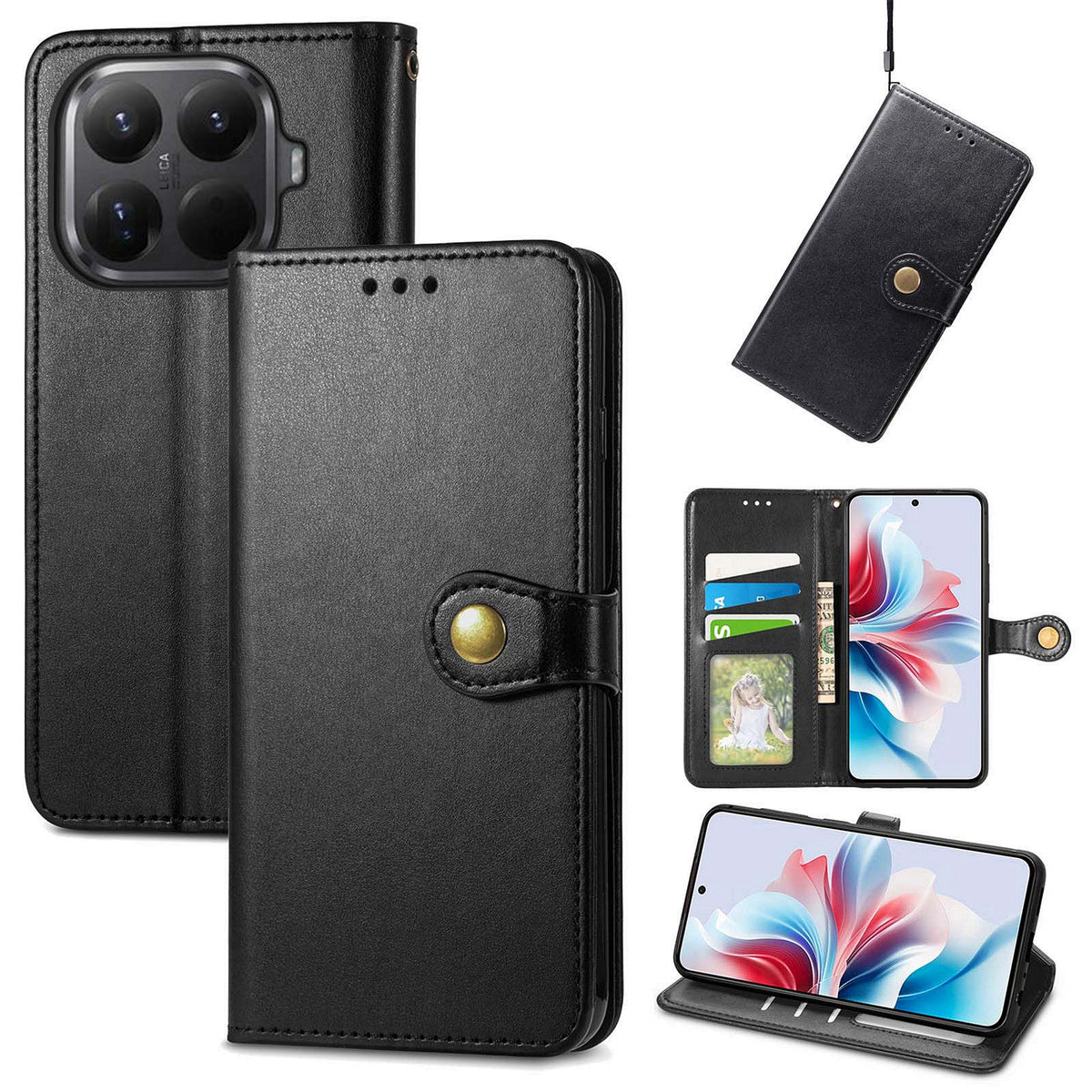 For Xiaomi 17T Case Leather Phone Case Wallet Stand Cover with Wrist Strap