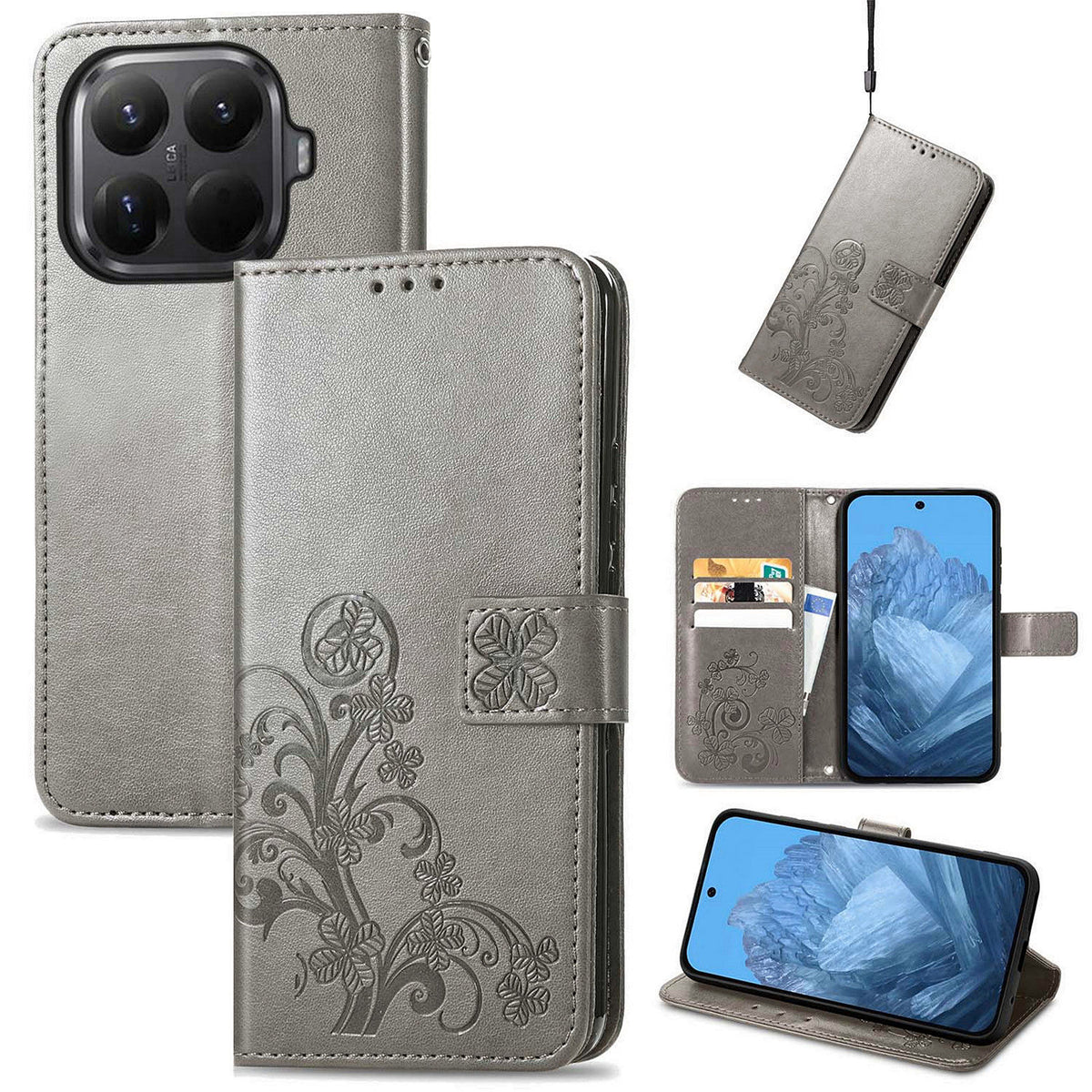 For Xiaomi 17T Pro Leather Case Four-Leaf Clover Wallet Phone Cover