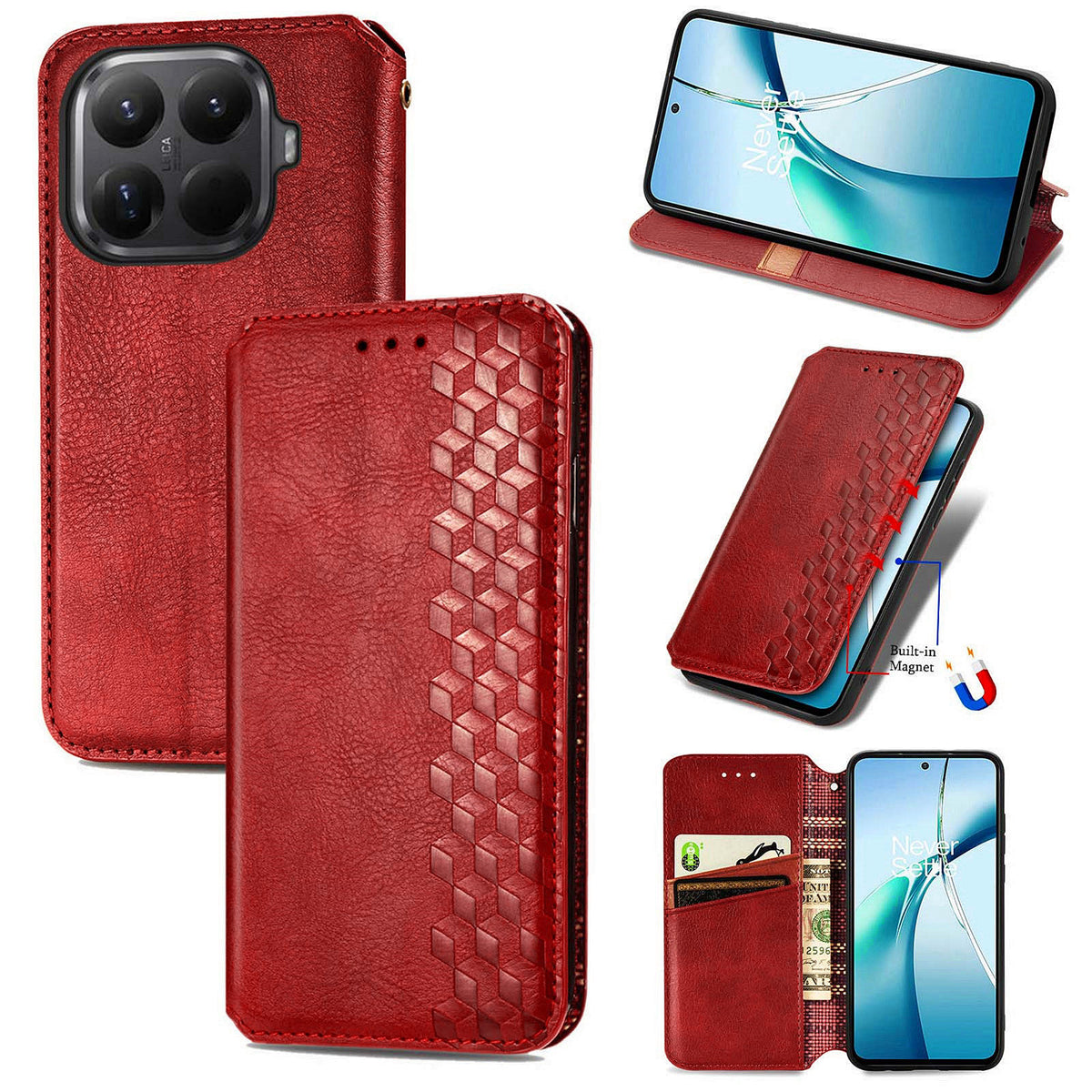 For Xiaomi 17T Pro Case Rhombus Imprint PU Leather Wallet Phone Cover