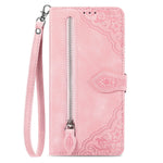 For Xiaomi 17T Zipper Wallet Case with Strap Flower Imprint PU Leather Phone Cover