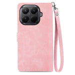 For Xiaomi 17T Zipper Wallet Case with Strap Flower Imprint PU Leather Phone Cover