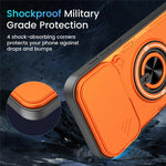 For iPhone 17 Pro Max Case Sliding Camera Cover Ring Kickstand PC + TPU Phone Shell with Tempered Glass Film