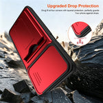 For Honor X5c Plus 4G / X5c 4G Case Slide Camera Cover Kickstand PC + TPU Phone Shell with Card Holder
