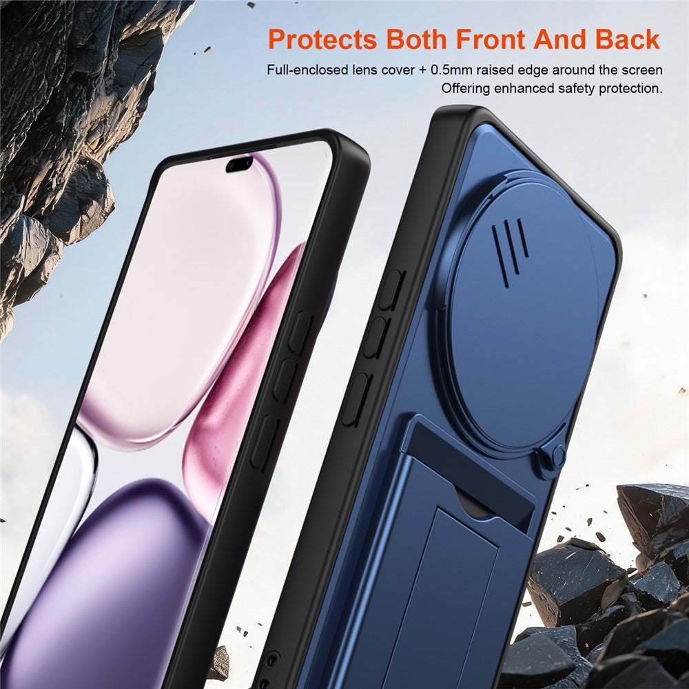 Phone Case for Honor X60 Pro 5G / X9c 5G / Magic7 Lite 5G Slide Camera Cover Kickstand PC + TPU Shell with Card Holder