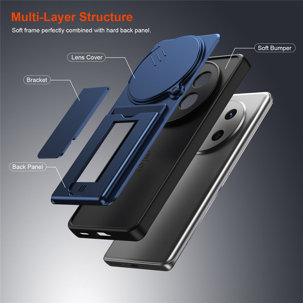 Phone Case for Honor X60 Pro 5G / X9c 5G / Magic7 Lite 5G Slide Camera Cover Kickstand PC + TPU Shell with Card Holder