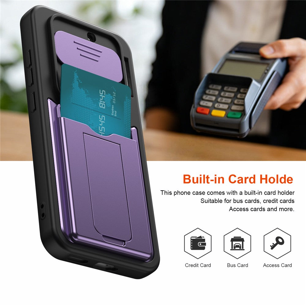 Til Nothing Phone (4a) etui Skydbart kameracover støttefod PC + TPU telefoncover med kortholder