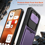 Til Nothing Phone (4a) etui Skydbart kameracover støttefod PC + TPU telefoncover med kortholder