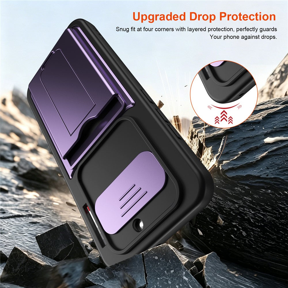 Til Nothing Phone (4a) etui Skydbart kameracover støttefod PC + TPU telefoncover med kortholder