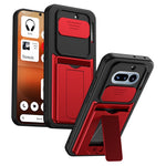 Til Nothing Phone (4a) etui Skydbart kameracover støttefod PC + TPU telefoncover med kortholder