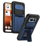 Til Nothing Phone (4a) etui Skydbart kameracover støttefod PC + TPU telefoncover med kortholder