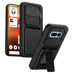 Til Nothing Phone (4a) etui Skydbart kameracover støttefod PC + TPU telefoncover med kortholder