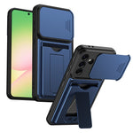 Til Samsung Galaxy A37 5G Etui Skydbart Kameracover Stander PC + TPU Telefoncover med Kortholder