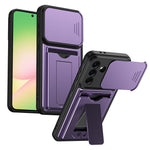 Til Samsung Galaxy A37 5G Etui Skydbart Kameracover Stander PC + TPU Telefoncover med Kortholder