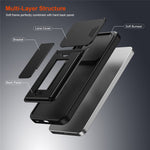 For Samsung Galaxy S26+ Case Slide Camera Cover Kickstand PC + TPU Phone Shell with Card Holder