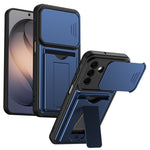 For Samsung Galaxy S26+ Case Slide Camera Cover Kickstand PC + TPU Phone Shell with Card Holder