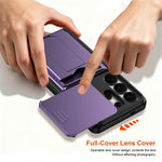 For Samsung Galaxy S26 Ultra Case Slide Camera Cover Kickstand PC + TPU Phone Shell with Card Holder
