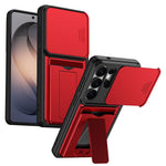 For Samsung Galaxy S26 Ultra Case Slide Camera Cover Kickstand PC + TPU Phone Shell with Card Holder