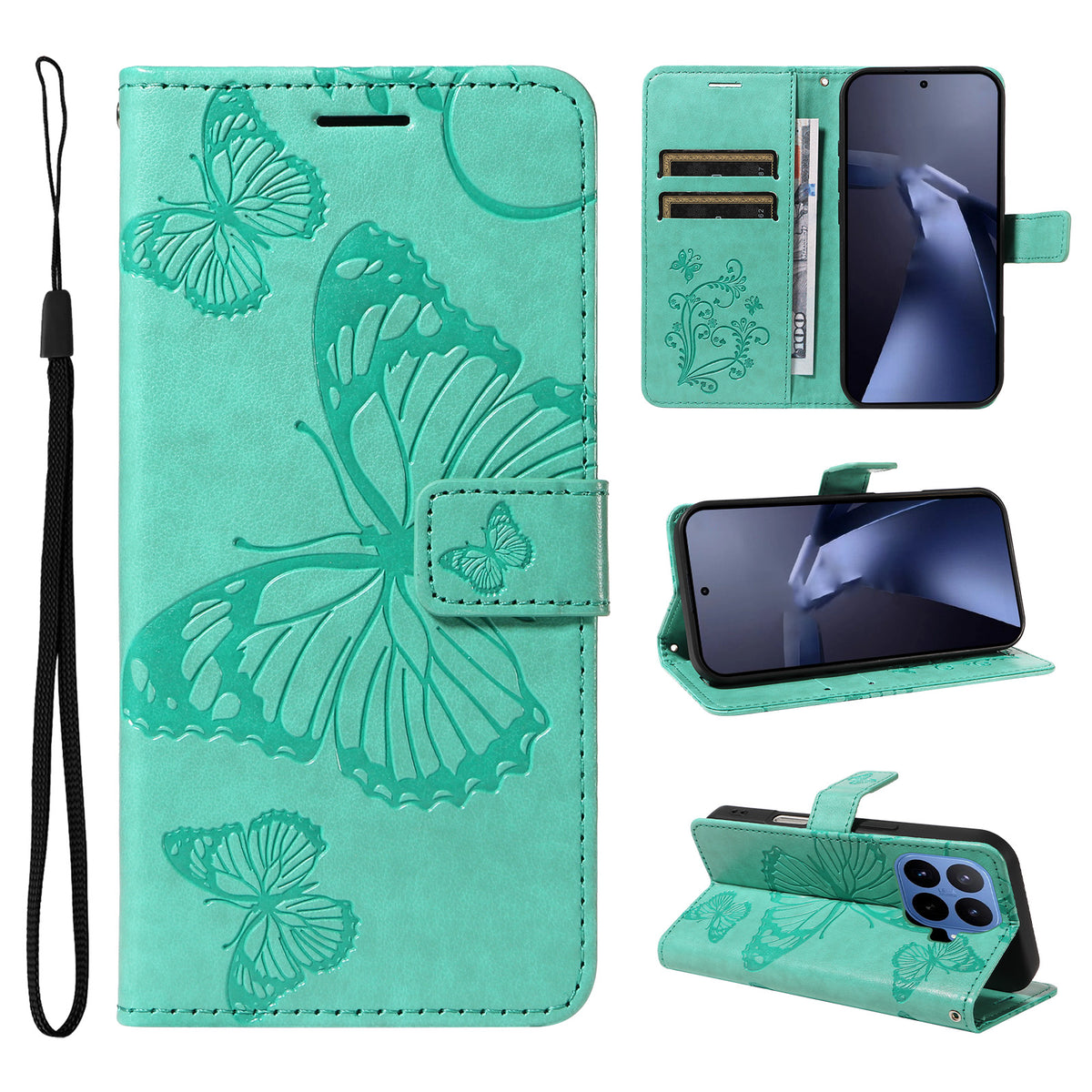 For Xiaomi 17T Wallet Case Floral Butterfly Imprinted Leather Phone Cover Stand