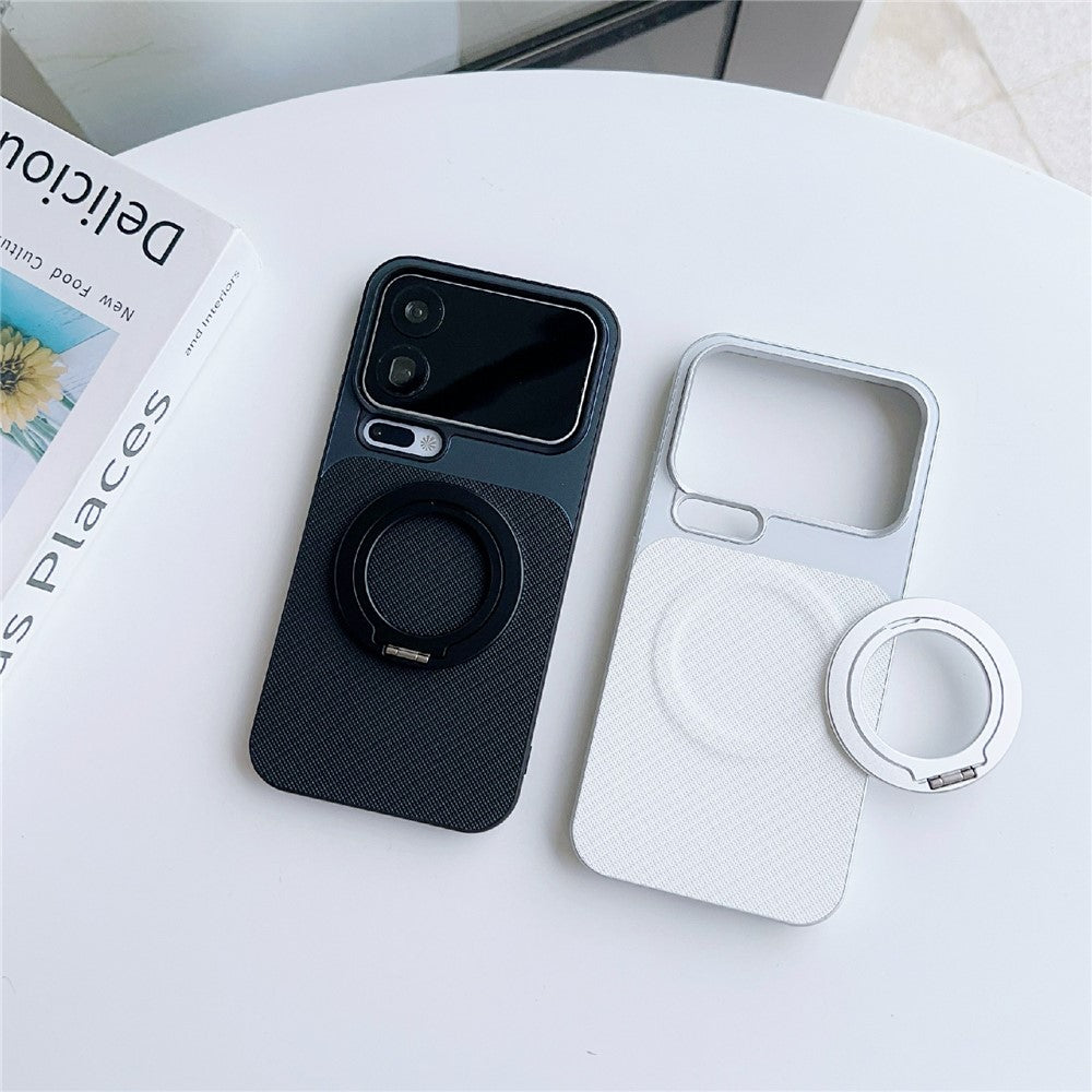 For Xiaomi 17 Pro Magnetic Case Ring Kickstand Tech Fabric Coated PC + TPU Phone Back Cover with Tempered Glass Screen Protector