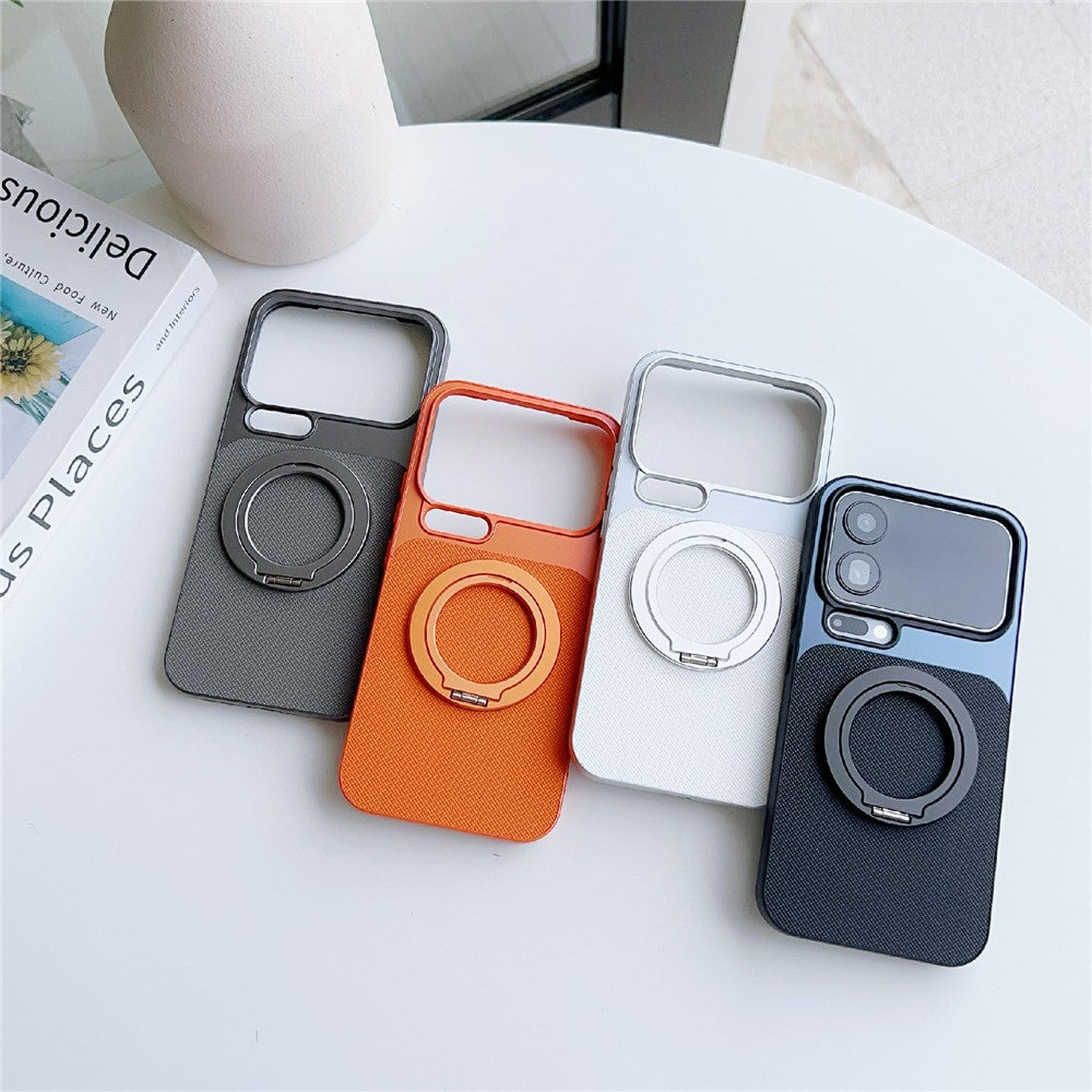 For Xiaomi 17 Pro Max Magnetic Case Ring Kickstand Tech Fabric Coated PC + TPU Phone Back Cover with Tempered Glass Screen Protector