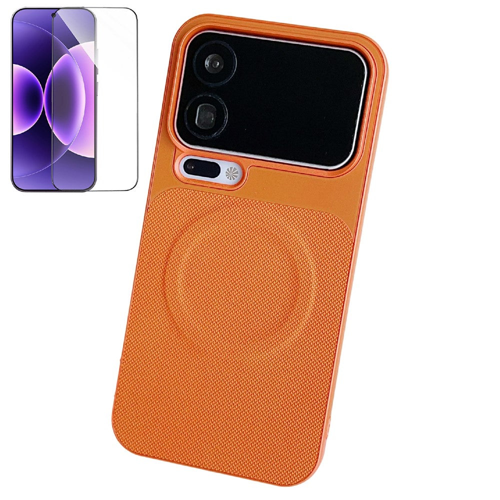 For Xiaomi 17 Pro Max Magnetic Case Ring Kickstand Tech Fabric Coated PC + TPU Phone Back Cover with Tempered Glass Screen Protector