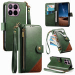 For Xiaomi 17T Pro Case Color Splicing TPU PU Leather Flip Shockproof Phone Cover with Wrist Strap
