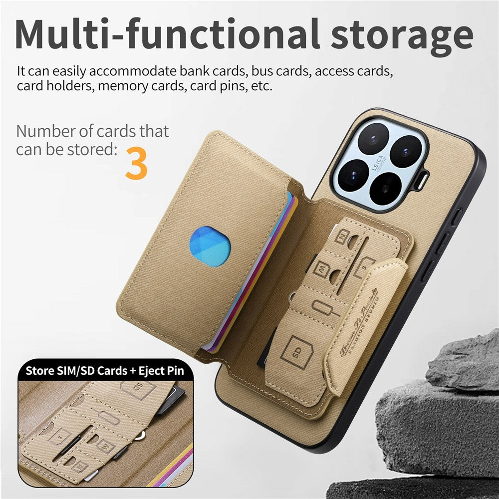 For Xiaomi 17T Pro Magnetic Case PU Leather + PC + TPU Anti-Scratch Back Cover with Detachable Card Holder