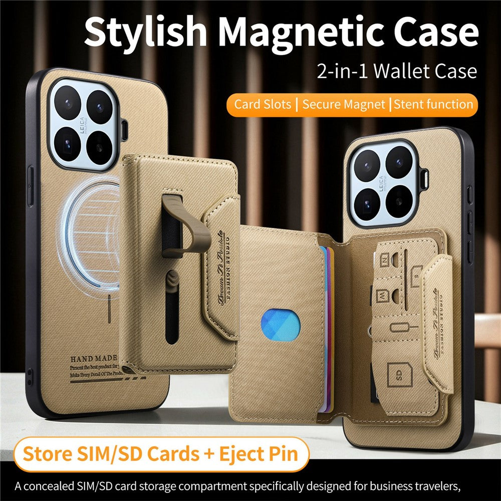 For Xiaomi 17T Pro Magnetic Case PU Leather + PC + TPU Anti-Scratch Back Cover with Detachable Card Holder