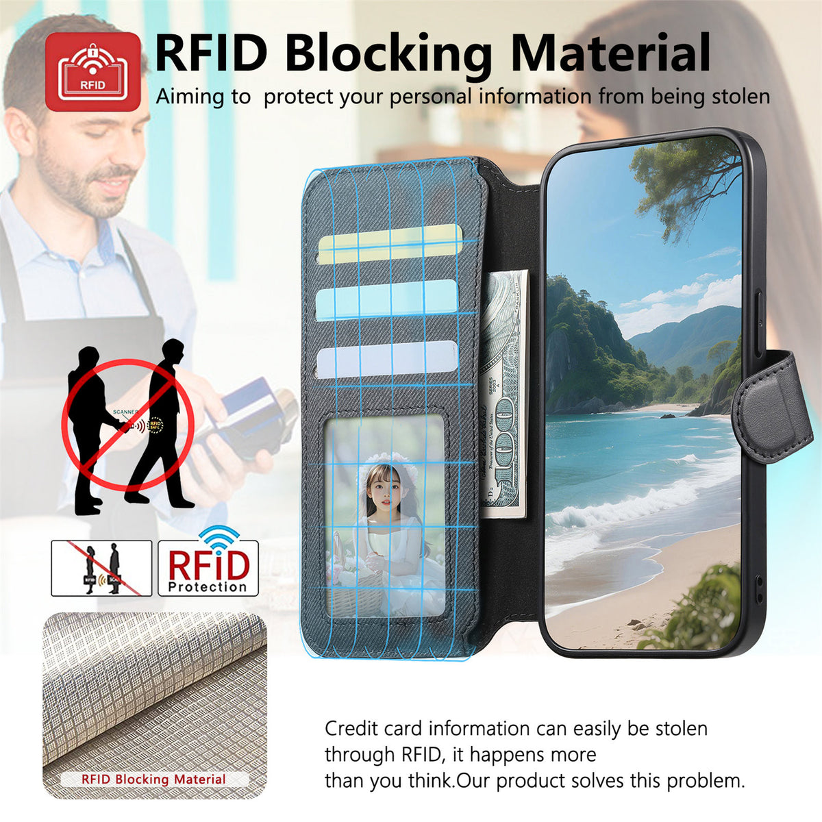 For Xiaomi 17T Magnetic Case RFID Blocking Detachable Wallet Stand Cloth Texture Leather Phone Cover