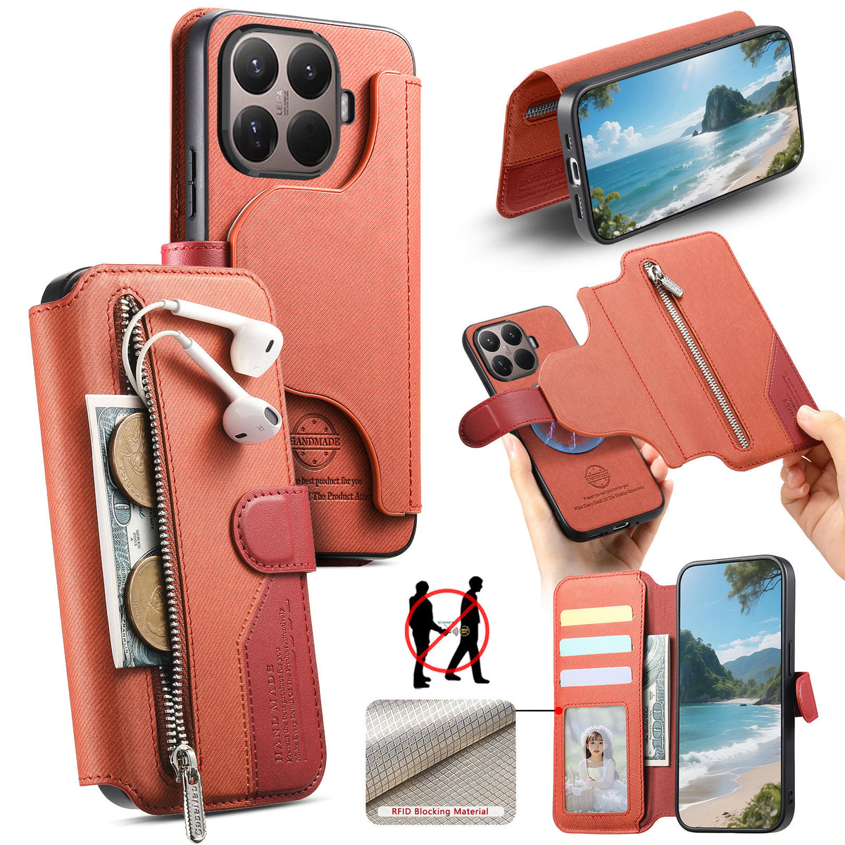 For Xiaomi 17T Magnetic Case RFID Blocking Detachable Wallet Stand Cloth Texture Leather Phone Cover