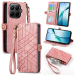 For Xiaomi 17T Zipper Wallet Case Geometry Lines Leather Phone Cover with Strap