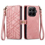 For Xiaomi 17T Zipper Wallet Case Geometry Lines Leather Phone Cover with Strap