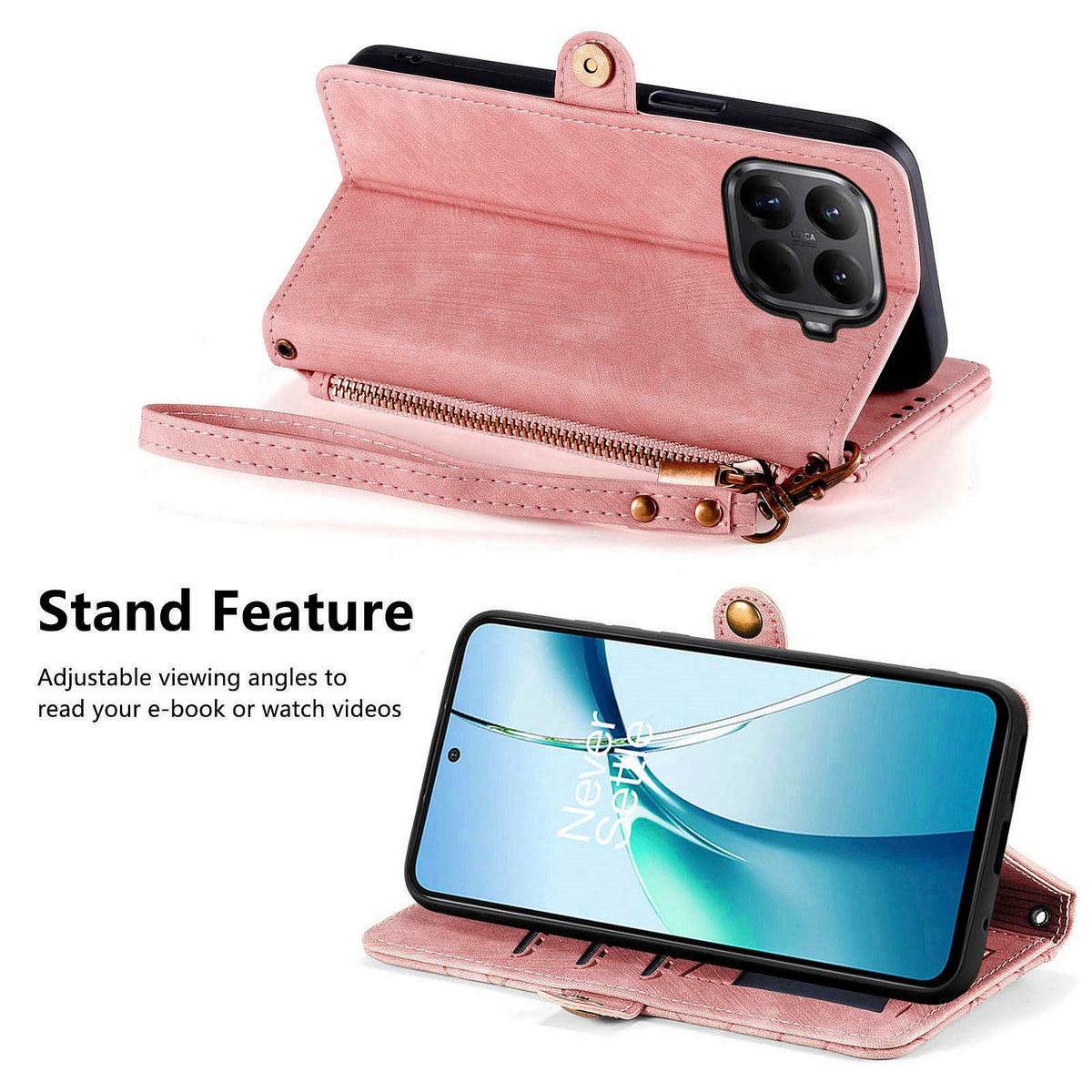 For Xiaomi 17T Zipper Wallet Case Geometry Lines Leather Phone Cover with Strap