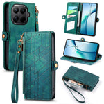 For Xiaomi 17T Zipper Wallet Case Geometry Lines Leather Phone Cover with Strap