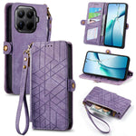 For Xiaomi 17T Zipper Wallet Case Geometry Lines Leather Phone Cover with Strap