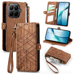 For Xiaomi 17T Zipper Wallet Case Geometry Lines Leather Phone Cover with Strap