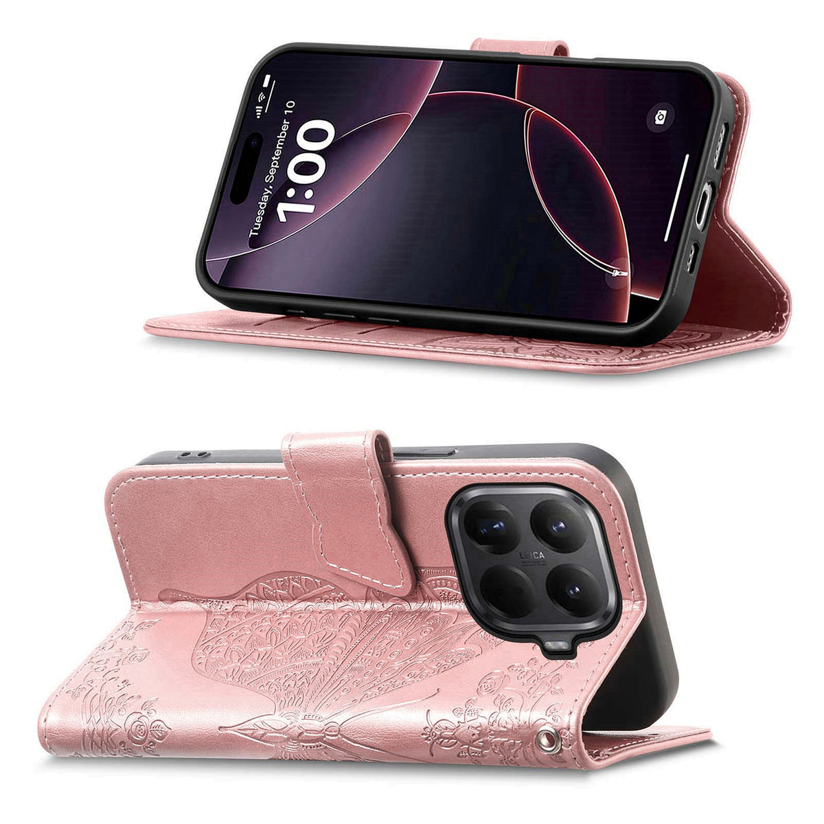 For Xiaomi 17T Pro Case with Strap Butterfly Pattern PU Leather Wallet Phone Cover