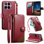 For Xiaomi 17T Case Color Splicing TPU PU Leather Flip Shockproof Phone Cover with Wrist Strap