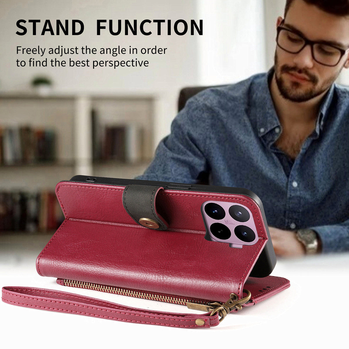 For Xiaomi 17T Case Color Splicing TPU PU Leather Flip Shockproof Phone Cover with Wrist Strap
