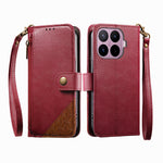 For Xiaomi 17T Case Color Splicing TPU PU Leather Flip Shockproof Phone Cover with Wrist Strap