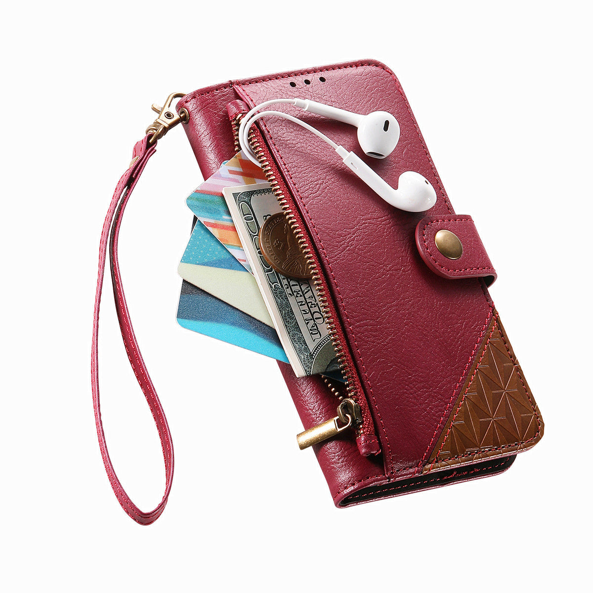 For Xiaomi 17T Case Color Splicing TPU PU Leather Flip Shockproof Phone Cover with Wrist Strap