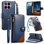 For Xiaomi 17T Case Color Splicing TPU PU Leather Flip Shockproof Phone Cover with Wrist Strap