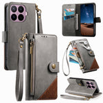 For Xiaomi 17T Case Color Splicing TPU PU Leather Flip Shockproof Phone Cover with Wrist Strap