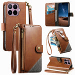 For Xiaomi 17T Case Color Splicing TPU PU Leather Flip Shockproof Phone Cover with Wrist Strap