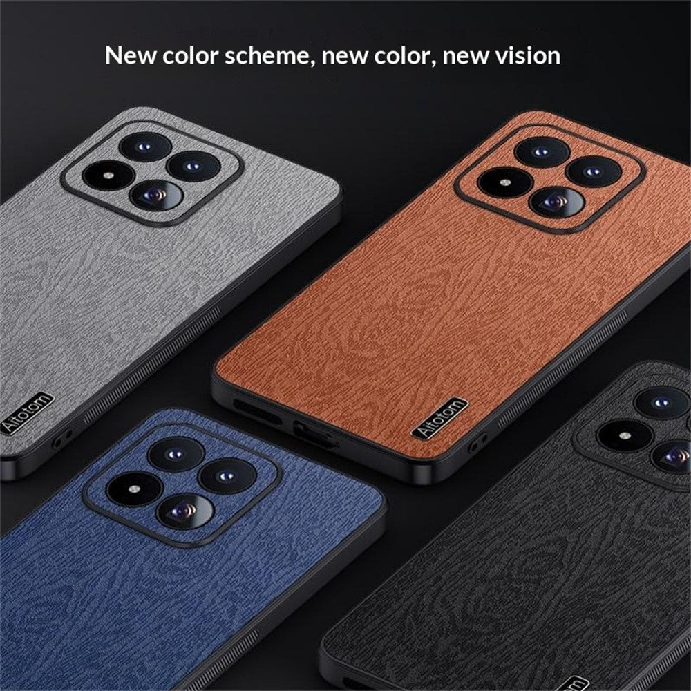For Xiaomi 17 Max Case Wood Texture PU Leather Coated PC TPU Phone Cover